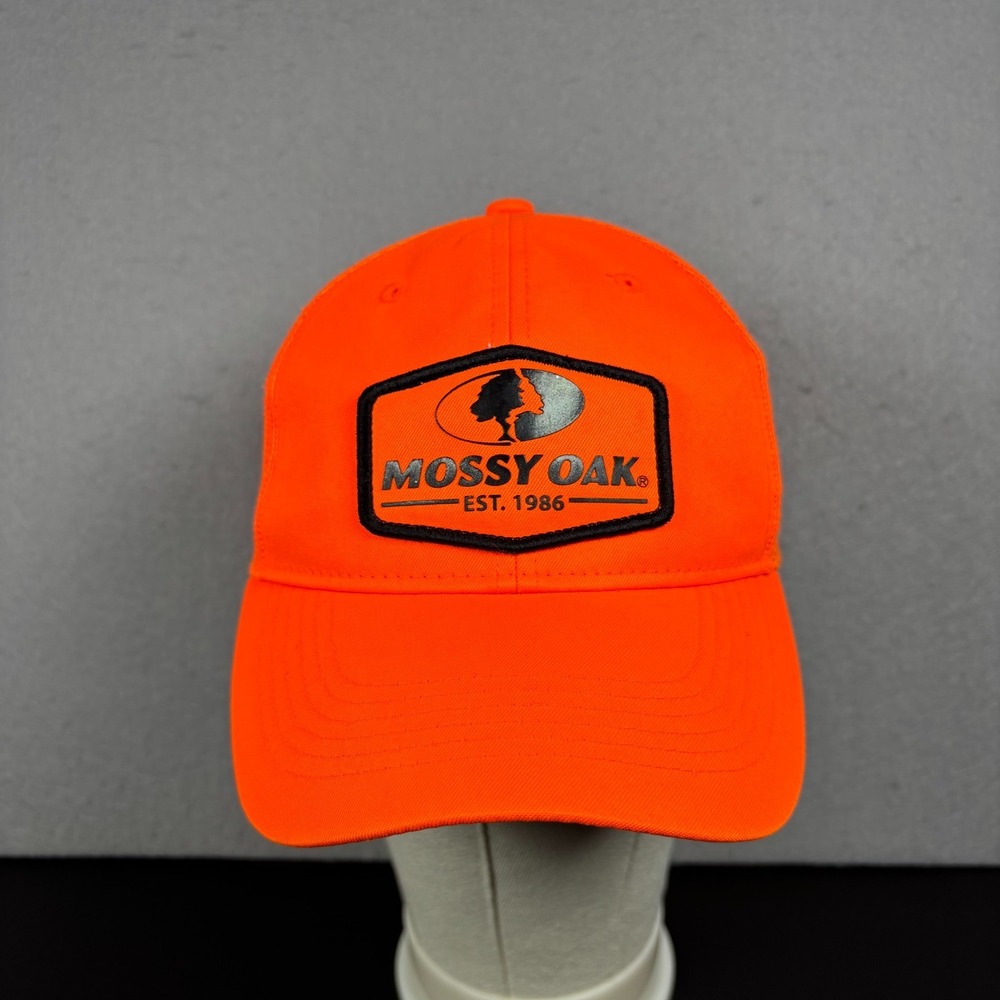Mossy Oak Blaze Orange Hunting Cap Trucker Hat Snapback Adult OSFM Mesh Back